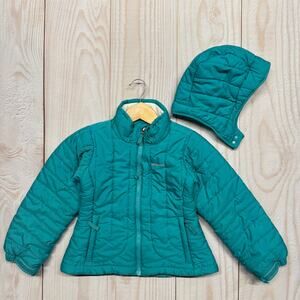 Patagonia Girls XS (5-6) Rider Puffer Insulated Removable Hood Jacket Teal